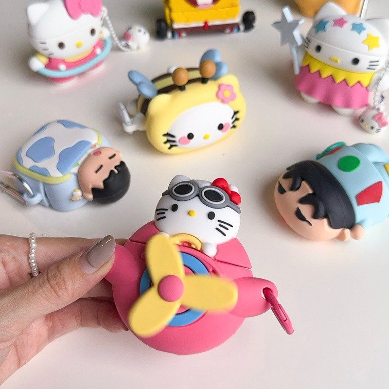 [Gen1-Pro3] 🩵 A4S187 Bao Gồm AirPods Kitty Shinchan Silicon Dễ Thương Cho Gen1 2 Pro 3 (2021)