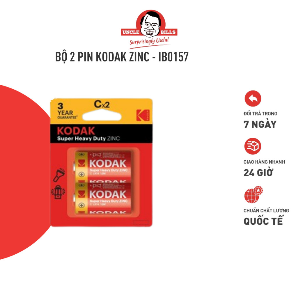 Bộ 2 Pin Kodak Zinc UNCLE BILLS IB0157 - Hàng Chính Hãng