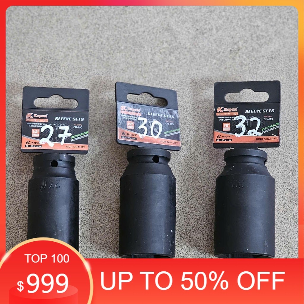 Đầu Tuýp 1/2 DÀI ĐEN (Dài 78MM) KAPUSI K-5566 . Cỡ to 34 36 38 41mm. Thép Cr-Mo, tuýp đen, đầu khẩu 