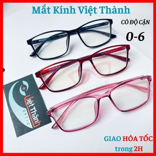   CÓ SẴN ĐỘ CẬN Gọng nhựa dẻo dáng chữ nhật thanh lịch Nhận cắt cận viễn loạn theo y cầu Mắt Kính Việt Thành A1016 