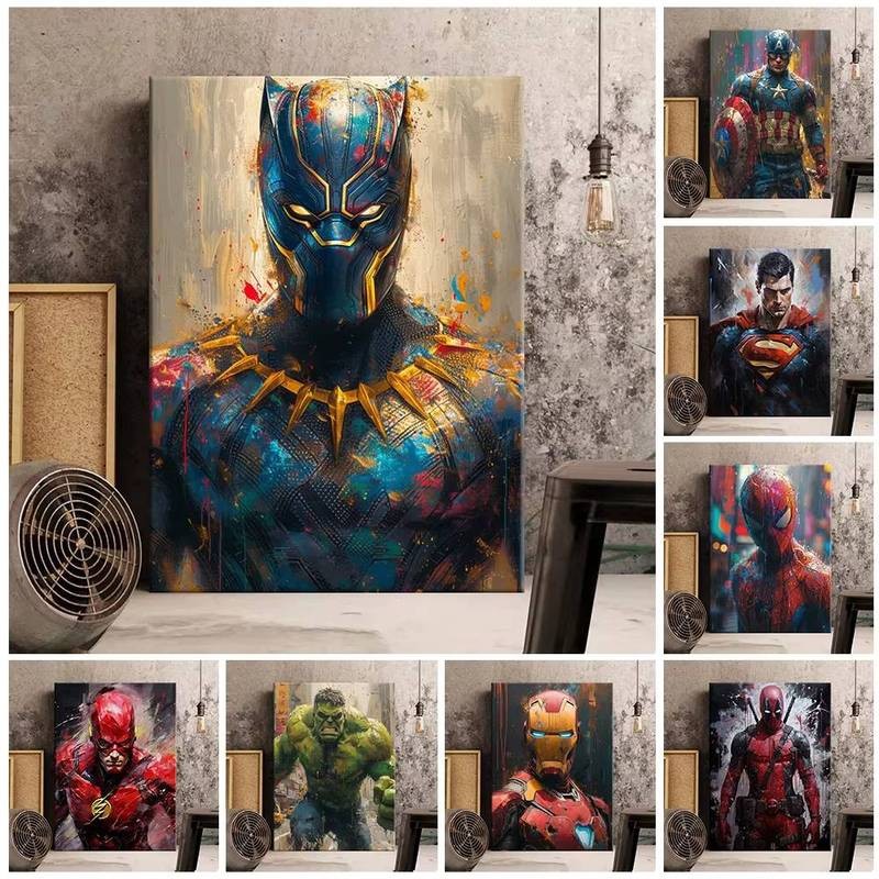 Marvel Heroes Canvas Nghệ Thuật Tranh Treo Tường Người Nhện Captain America Hulk Nghệ Thuật Bức Tranh Tường Trang Trí Nhà Quà Tặng Sinh Nhật Quà Tặng Giáng Sinh