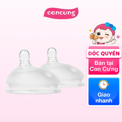 Vỉ 2 núm ty Olababy lỗ tròn 6M+