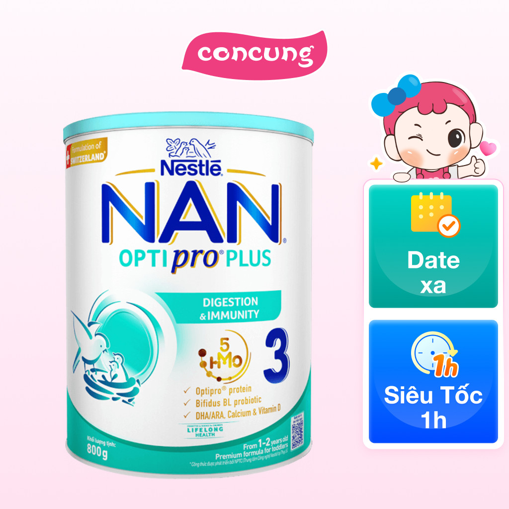 Sản phẩm dinh dưỡng công thức Nestle Nan Optipro Plus 3 800g
