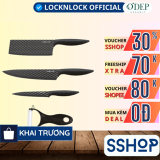  Bộ dao 4 món chống dính bằng thép không gỉ  3 dao 1 bào  - Màu đen Chính hãng LocknLock CKK104S4 - SSHOP SSO 
