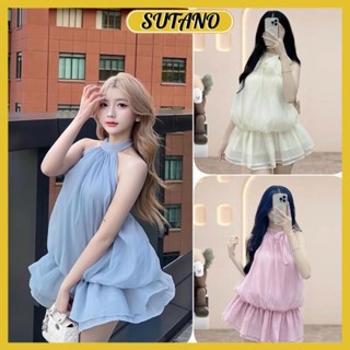   TẶNG QUẦN  Set váy yếm hở lưng dáng bí nhún eo chun bồng xòe voan tơ 2 lớp có thắt nơ V322 SUTANO 