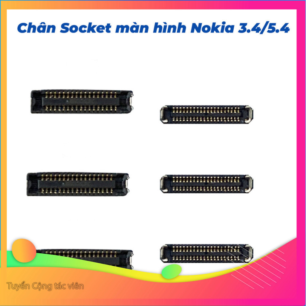 Bộ 2 chân socket màn hình trên main nokia 3.4, nokia 5.4 ,tại kho 198