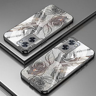 Ốp Lưng Cho Oppo A57 A77 2022 4G 5G A57E A57S A77S 4G Realme V23 Q5i Narzo 50 5G Full Màn Hình Hoa Hồng Họa Tiết Bột Lấp Lánh Chống Rơi Vỏ Điện Thoại Trong Suốt