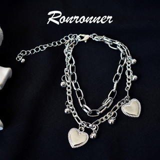  Hai Lớp Tình Yêu Thép Titan Vòng Tay Cho Bé Gái Thoáng Mát Hình Trái Tim Mặt Dây Chuyền Vòng Tay Ins Phụ Kiện Bạc Cặp Đôi Vòng Tay Trang Sức 