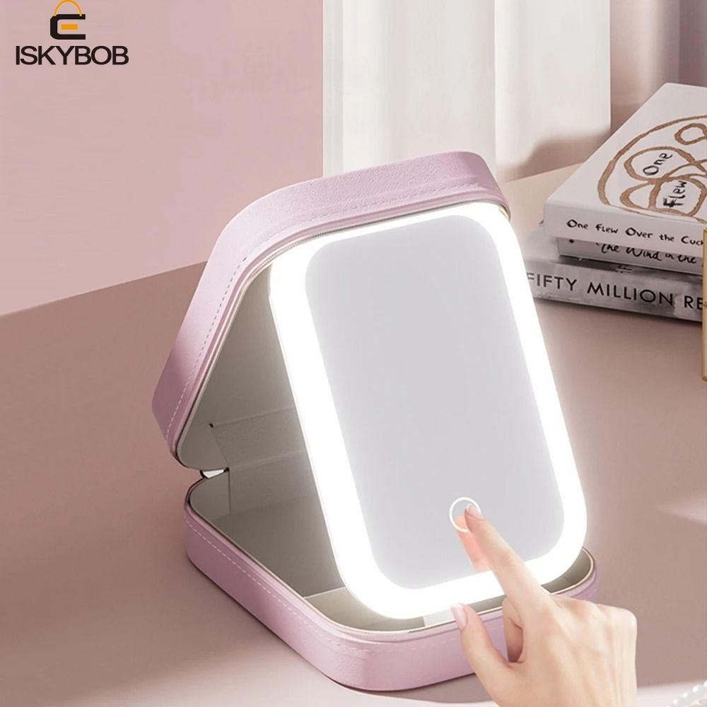 Túi Trang Điểm FUJIOU, Hộp Đựng Mỹ Phẩm LED Độ Sáng 3 Có Thể Điều Chỉnh Đa Năng Có Gương, Da PU Di Động Có Thể Điều Chỉnh Chia USB Sạc Trang Sức Người Tổ Chức Nữ