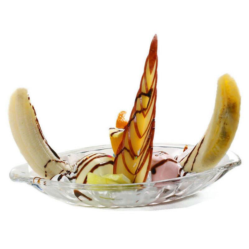 Đu Đủ trái cây bằng thủy tinh không chì thuyền chuối Tuyết Ngao sọc kem trái cây khô Tráng Miệng đĩa