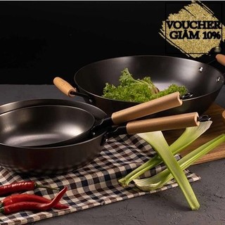 Chảo gang lòng sâu - lòng cạn cao cấp La Gourmet Nitrigan (20cm)(24cm)(28cm)(30)(32cm)(36)(40cm) Từ