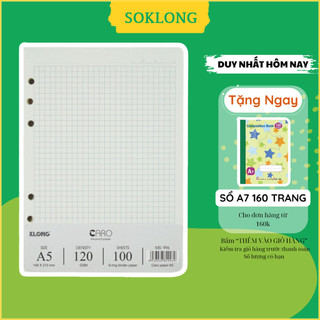 Ruột sổ còng A5 100 tờ caro 5x5 ô vuông MS 996 giấy dày dặn [SOKLONG], giấy refill binder KLong