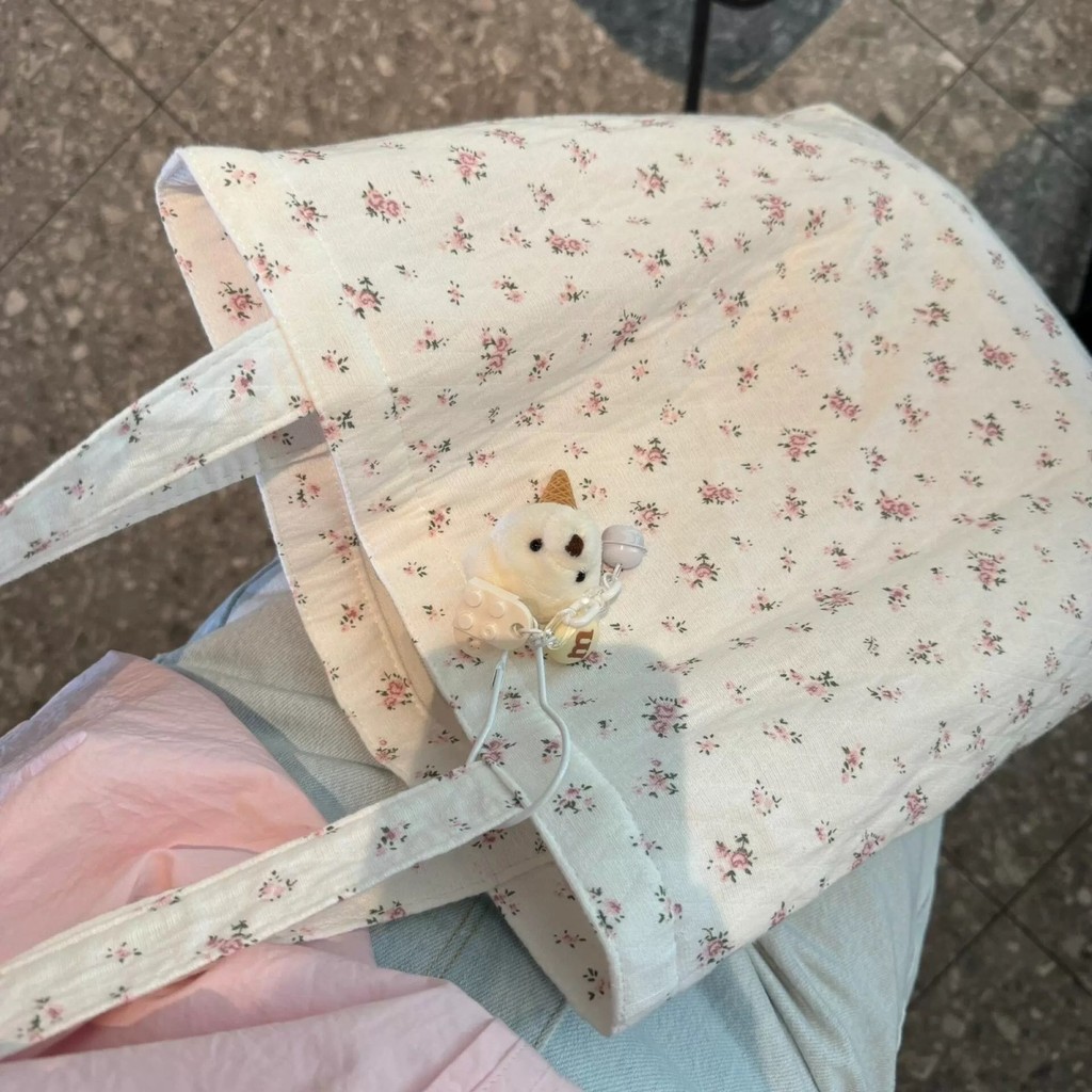 Túi vải canvas đa năng tươi mới hoa Hàn Quốc