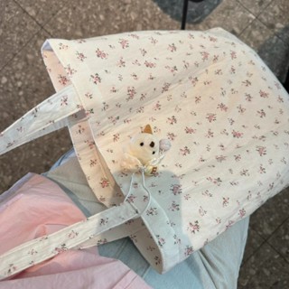 Túi vải canvas đa năng tươi mới hoa Hàn Quốc