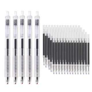 Bộ 5 Bút + 50 Nạp Lại 0.5 Mm Đen / Xanh / Đỏ Mực Nạp Cho Học Sinh Viết Bút Bi Có Thể Thu Vào Đồ Dùng Thi Văn Phòng Phẩm