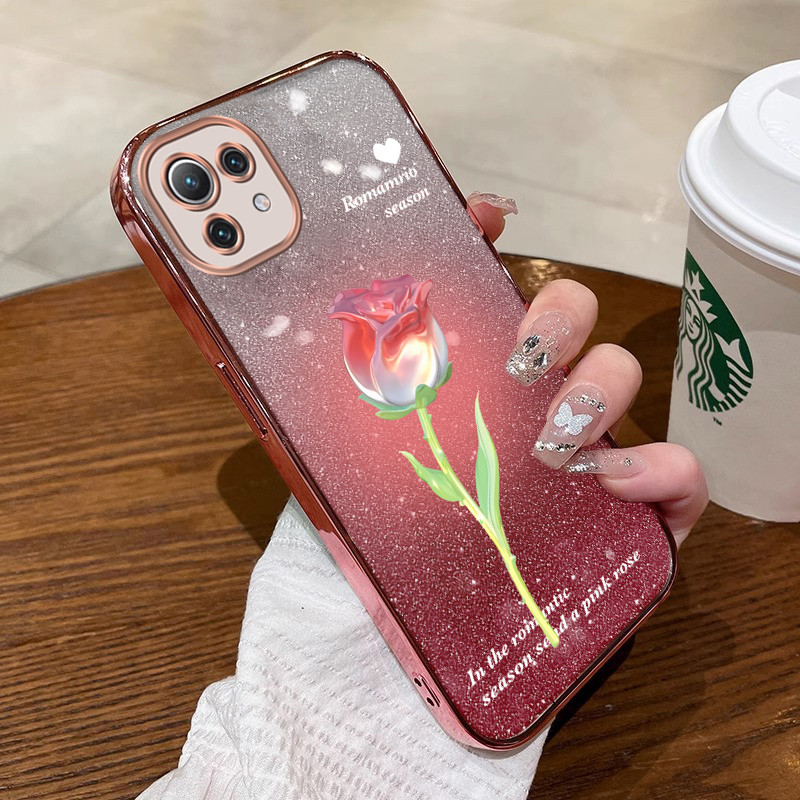 ốp lưng Ốp điện thoại Xiaomi Mi 11 Lite Xiaomi 11t Xiaomi 11 Lite 5g NE Xiaomi 11t Pro Ốp chống sốc viền vàng mềm Hoa Sáng Bóng Vỏ bảo vệ sfydmgh