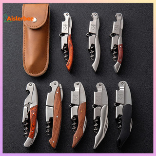 Aislerbee Dụng cụ mở rượu vang đỏ Tiết kiệm nhân công Nút chai rượu vang Nút chai bằng thép không gỉ có tay cầm bằng gỗ cho quầy Bar nhà bếp
