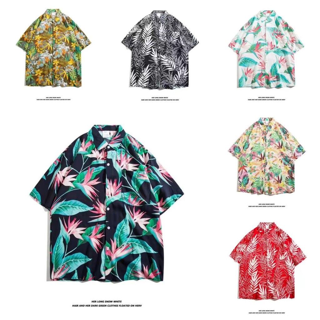 M-3XL Nam Retro Hoa Hawaii Áo Sơ Mi Nam Tay Ngắn M-3XL 100 Phong Cách
