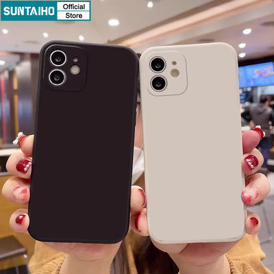 Suntaiho Đơn Giản Silicon Lỏng Mềm Chống Sốc Ốp Lưng Điện Thoại Iphone 16 15 14 12 13 11 Pro Max IP 7 8 Plus Iphon X Xs XR Xs Max