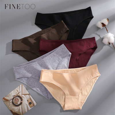 Finetoo Quần Cotton giữa eo dành cho nữ Đồ lót màu trơn gợi cảm Đồ lót mềm mại và thoáng khí