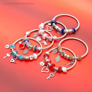 Newwellknownepic Thời Trang Đơn Giản Pandora Kính Đá Quý Hạt Khóa Chìa Khóa Tình Yêu Treo Vòng Tay Ánh Sáng Vintage Lắc Tay Nữ Trang Sức Quà Tặng VN