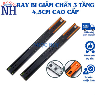 Bộ Ray Bi Trượt giảm chấn 3 tầng ( bản 4.5cm_dài 25-50cm),ray tủ ngăn kéo, ray hộc tủ bàn