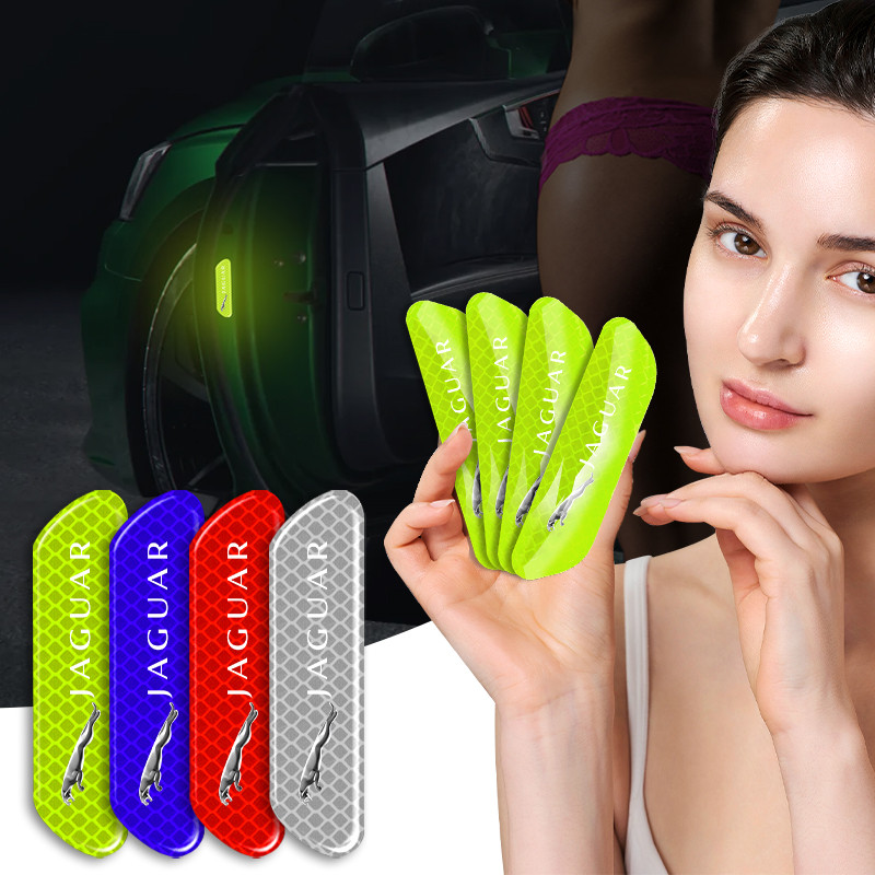 4 Miếng Dán Cửa Ô Tô Cảnh Báo An Toàn Dấu Phản Quang Cho Jaguar XF XE XJ X-Type F-Pace I-Pace S-Type