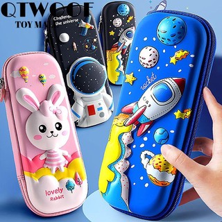 QTWOOF    Antistress 3D Pencil Case Stationery Gift Fidget Toys Cartoon Stress Relief Squeeze Toy Pen Holder for School Kids Pen Bag Push Bubble