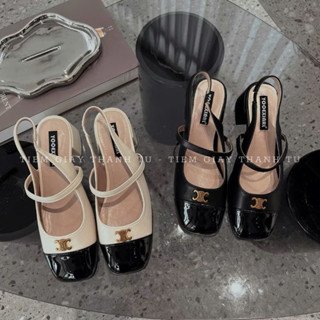 Giày sandal da mềm tag C hở gót bít mũi đế thấp vừa dễ đi hàng QCCC fullbox SD405 ANN_Offical