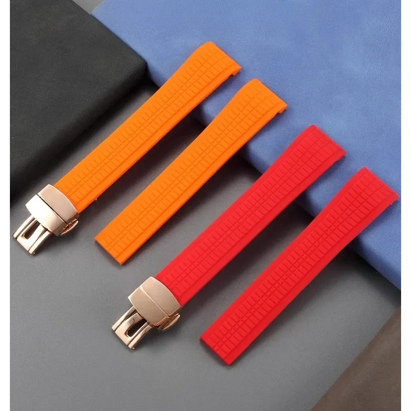 Dây đeo đồng hồ silicon mềm aquanaut cho Patek Philippe 5164a 5167a 5168a Vòng tay cao su cong cuối 