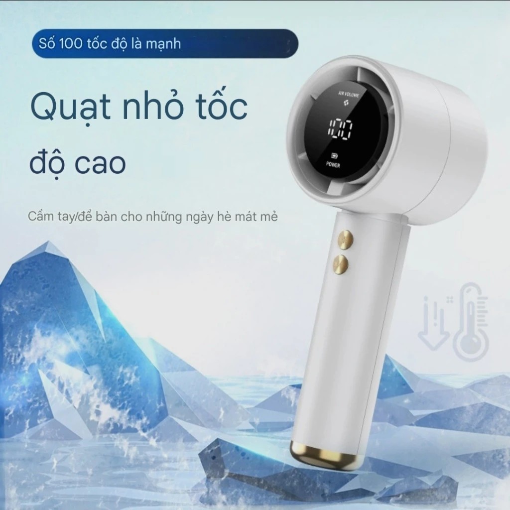 Quạt Cầm Tay Mini Sạc Pin, Cấp Độ Gió Mạnh Dung Lượng Pin 5000mAh Màn Hình Led Hiển Thị | BigBuy360 - bigbuy360.vn