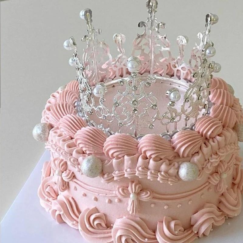 【COD】Birthday Cake Crown Prop Sweet Fairy High-end Rhinestone Beads Crown Cake Decoration Prin
