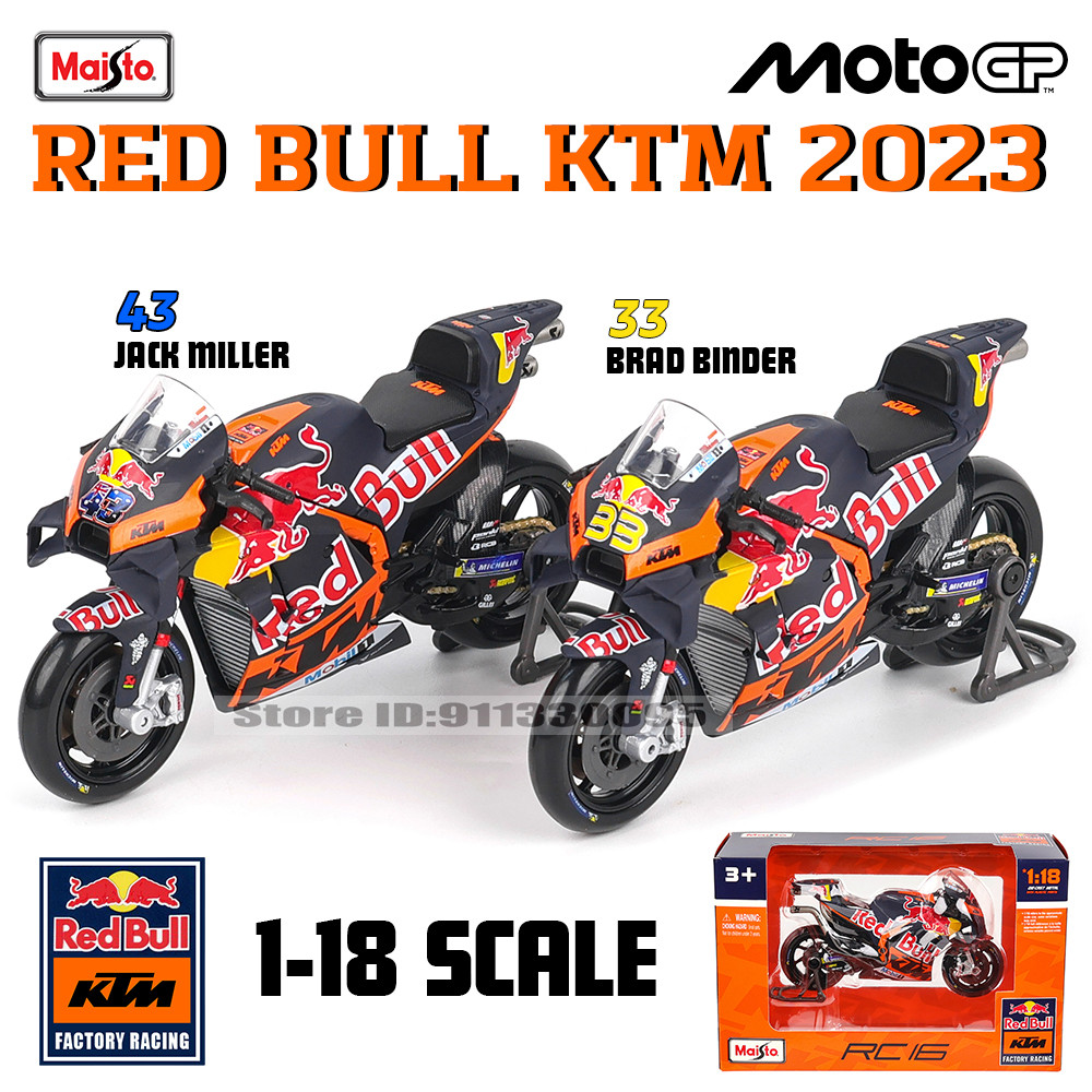 Maisto 1: 18 MỚI 2023 Red Bull KTM Factory Racing 43 33 Moto GP Racing đúc hợp kim xe máy Bộ sưu tập