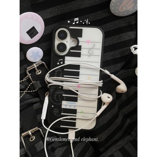  Nhật Bản Hàn Quốc ins Nghệ Thuật Cổ Đại Đàn Piano Chìa Khóa Thích Hợp Cho 16promax   15pro   14 Đơn Giản 16plus Đen Edge Acrylic Frosted Glass Case Niche Bảo Vệ 
