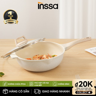 INSSA Chảo Chống Dính đá Maifan Chảo Chiên Chảo Xào Nồi Súp Nồi Sữa Màu Be Cao Cấp Chính Hãng GUOJXC