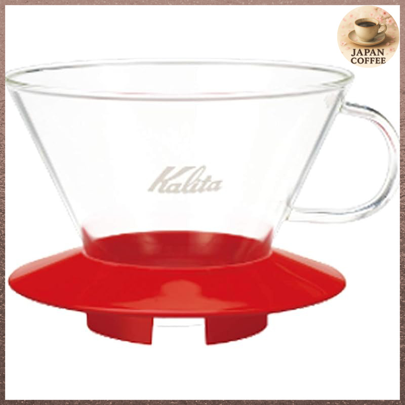 Kalita Coffee Dripper Wave Series for 2-4 people, Glass Dripper Made of Heat-Resistant Glass, Red WD