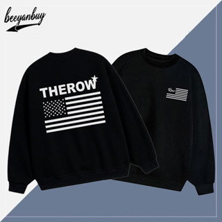  Áo sweater dài tay nam Đen âu mỹ form rộng áo khoác lá cờ mỹ in hình Beeyanbuy local brand 