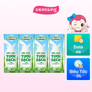 Sữa tươi sạch tiệt trùng Nutimilk, có đường, 180ml (lốc 4 hộp)