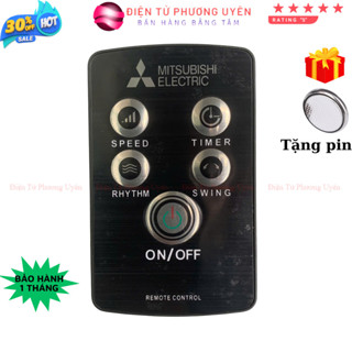 Remote điều khiển quạt MITSUBISHI Đen, dùng cho quạt cây và quạt treo tường W16-RV - Tặng Pin - ĐTPU