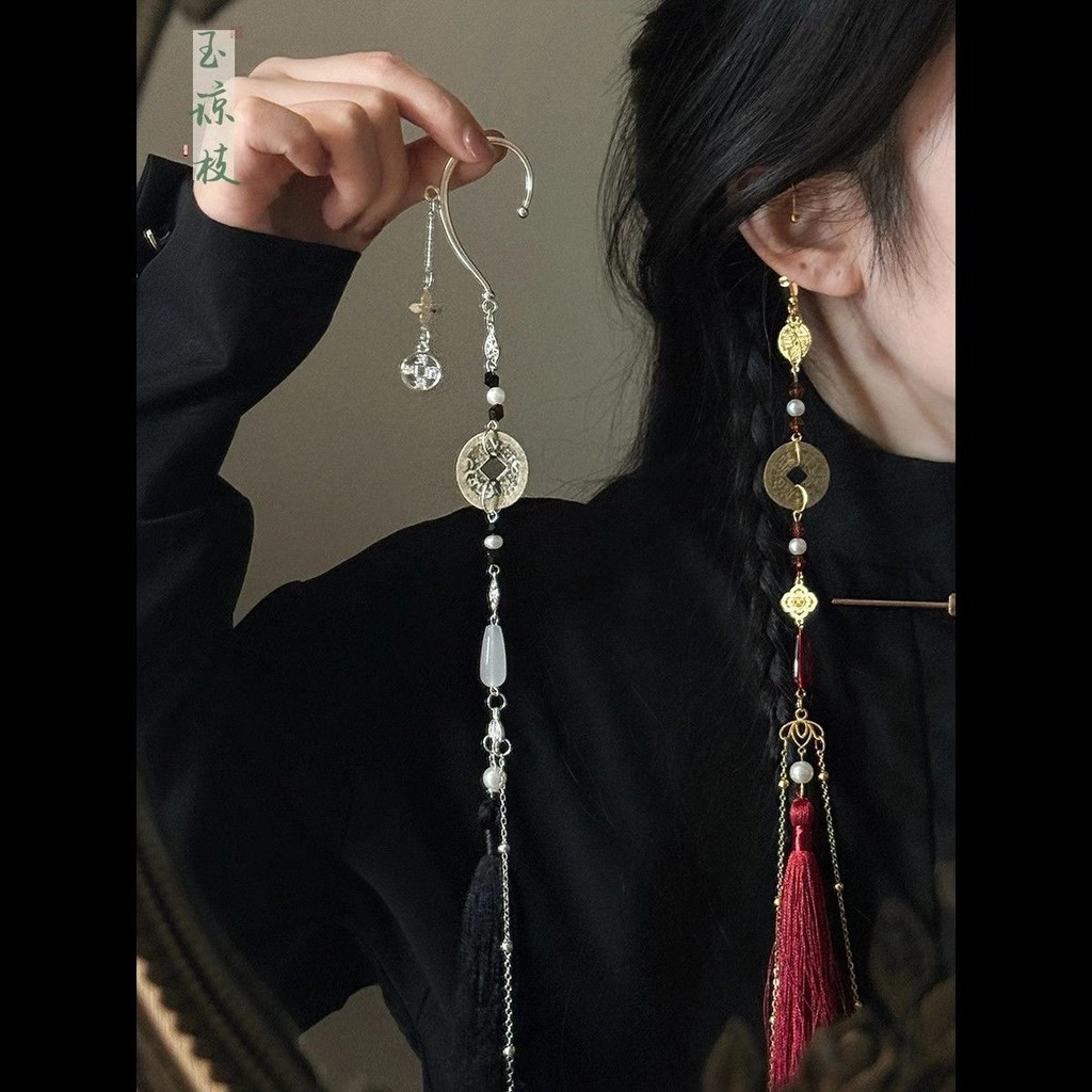 Crazy Amway Phong Cách Trung Hoa Mới Đồng Tiền Cổ Phong Cách Dài Chảy Bông Tai Nữ Bông Tai Không Tiề