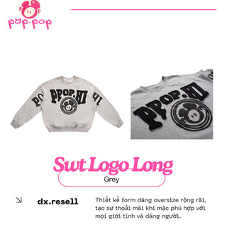 Áo Tay Dài Poppop Long Logo Sweater Grey
