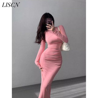 LISCN váy Đầm váy nữ body đầm Cổ điển phổ biến Xu hướng Thời trang WLQ23C04FD 28Z240711