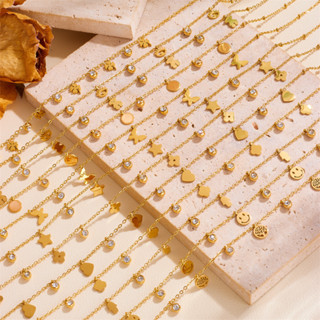 Ins hợp thời trang Châu Âu và Mỹ thời trang nhiều mặt dây chuyền cổ, cỏ bốn lá bằng thép không gỉ tình yêu ngôi sao mặt trăng cây mắt quỷ của gấu cuộc sống với vòng cổ kim cương