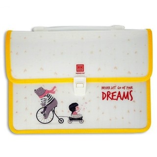 Cặp nhựa học sinh 2 ngăn dream-3861 - never let go of your dreams - màu vàng