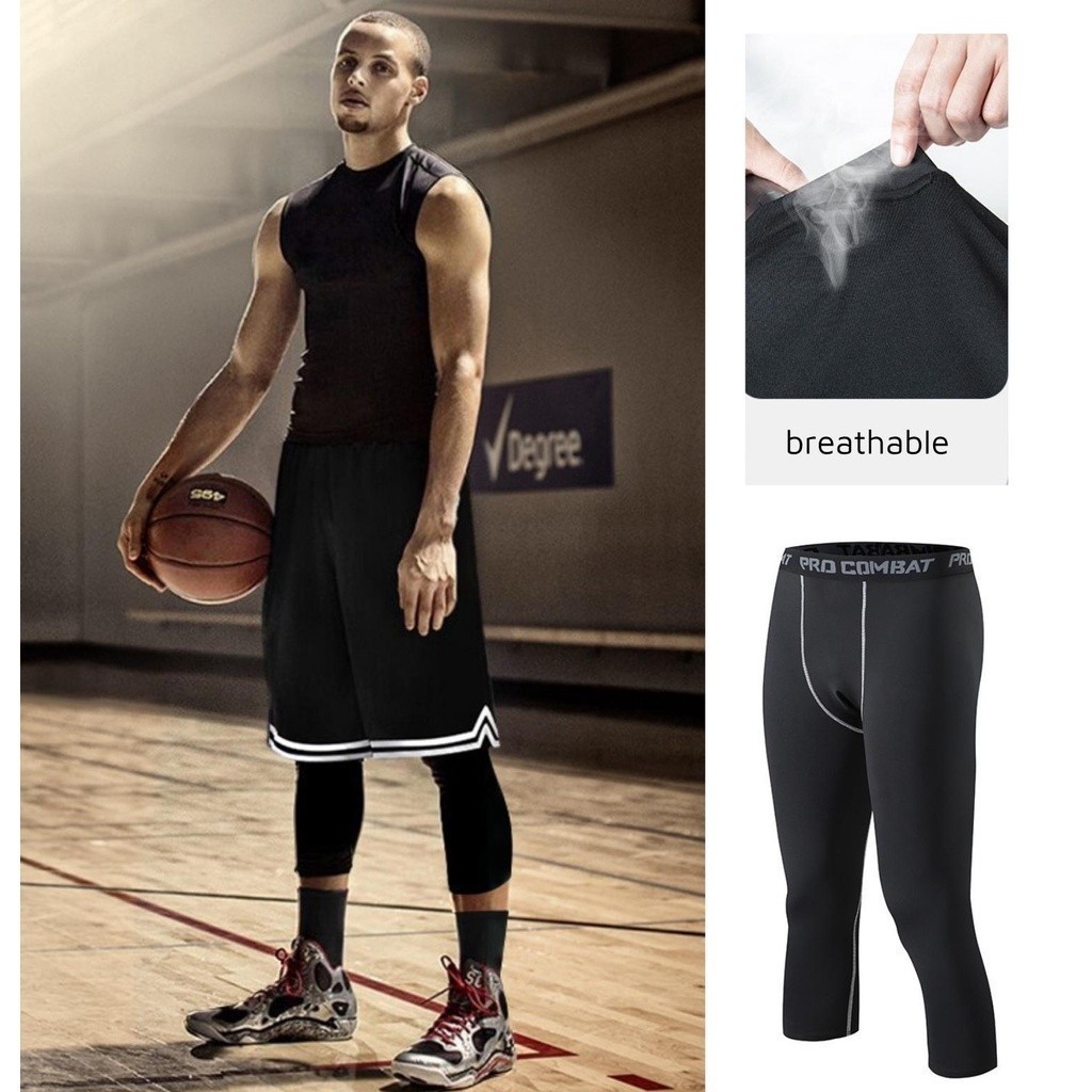 Bóng rổ nam thể thao xà cạp xà cạp ,Quần Legging Lửng 3 / 4 Tập Thể Thao Cho Nam Quần Legging Ngắn