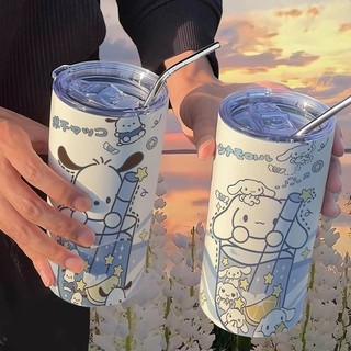 Cốc giữ nhiệt hoạt hình Yugui Dog Pacha Dog có ống hút cốc cầm tay cốc cà phê inox