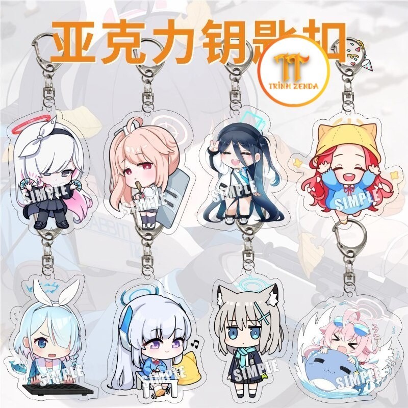 Móc khóa Blue Archive Anime Keychain Women Saiba Midori Arona Sunaokami Shiroko Acrylic  - Zenda