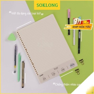 Giấy ruột sổ còng refill A4 100 tờ kẻ ngang Klong MS 558 định lượng 120gsm thay binder 8 chấu sổ