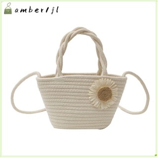 Túi dệt Cotton AMBER1, Túi xách màu trơn Túi đi biển mùa hè, Túi đeo vai mua sắm thủ công bằng hoa
