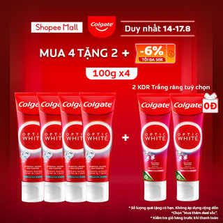 Bộ 4 Kem Đánh Răng Colgate trắng răng Optic White trắng trong 7 ngày từ tinh thể khoáng trắng 100g/tuýp